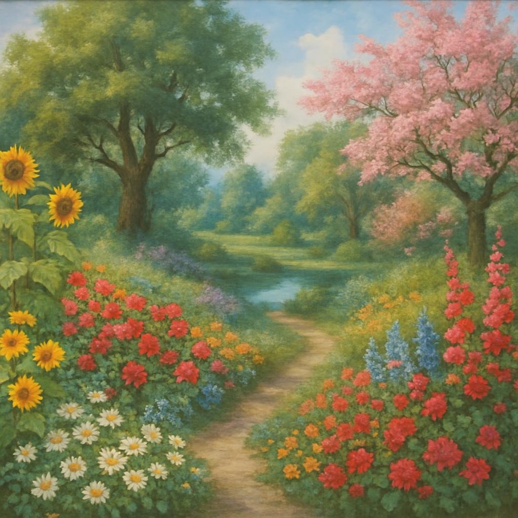 Painting of outdoor scene and beauty of nature